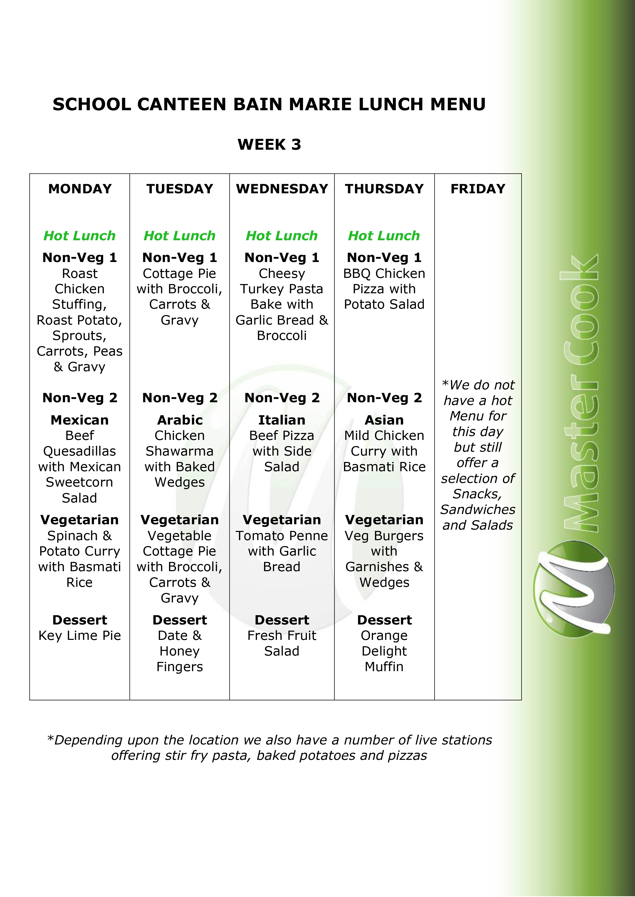 Daily Menu – Week 3